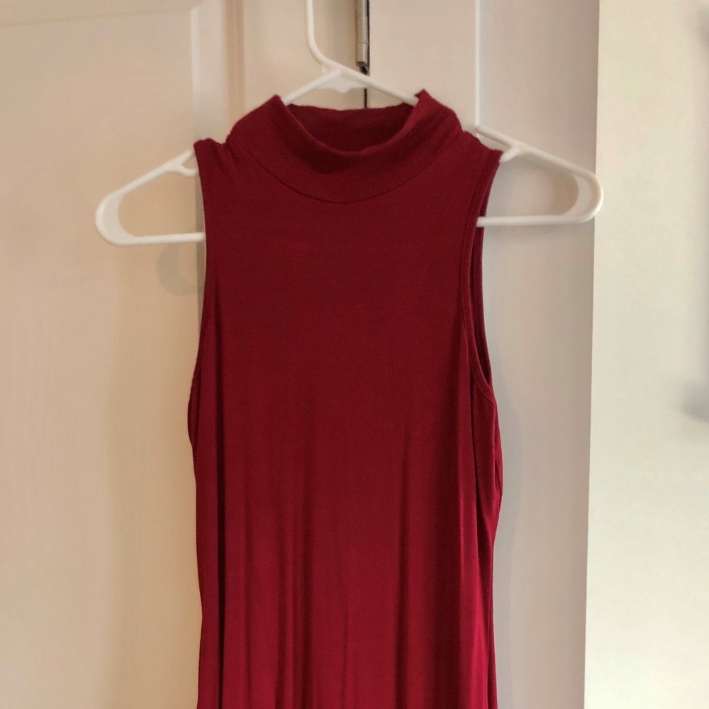 Easy Burgundy High Neck Tank Dress